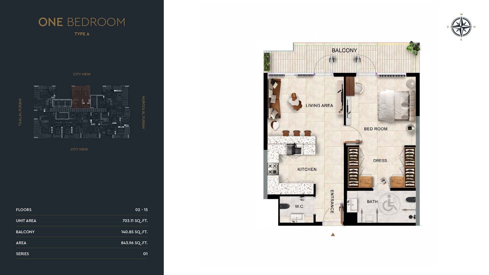 1 Bedroom floor plan