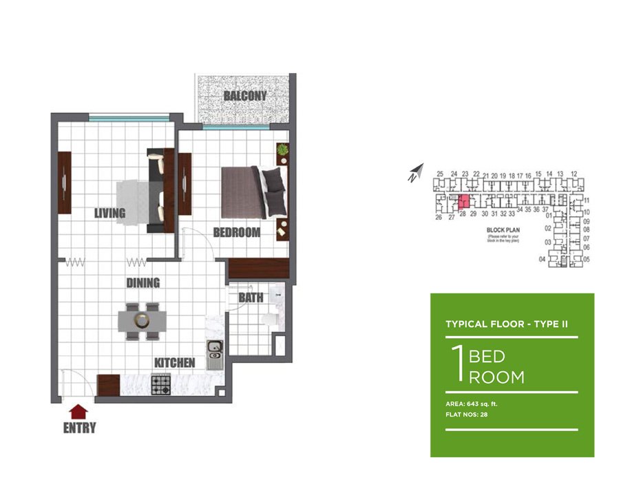 1 Bedroom floor plan