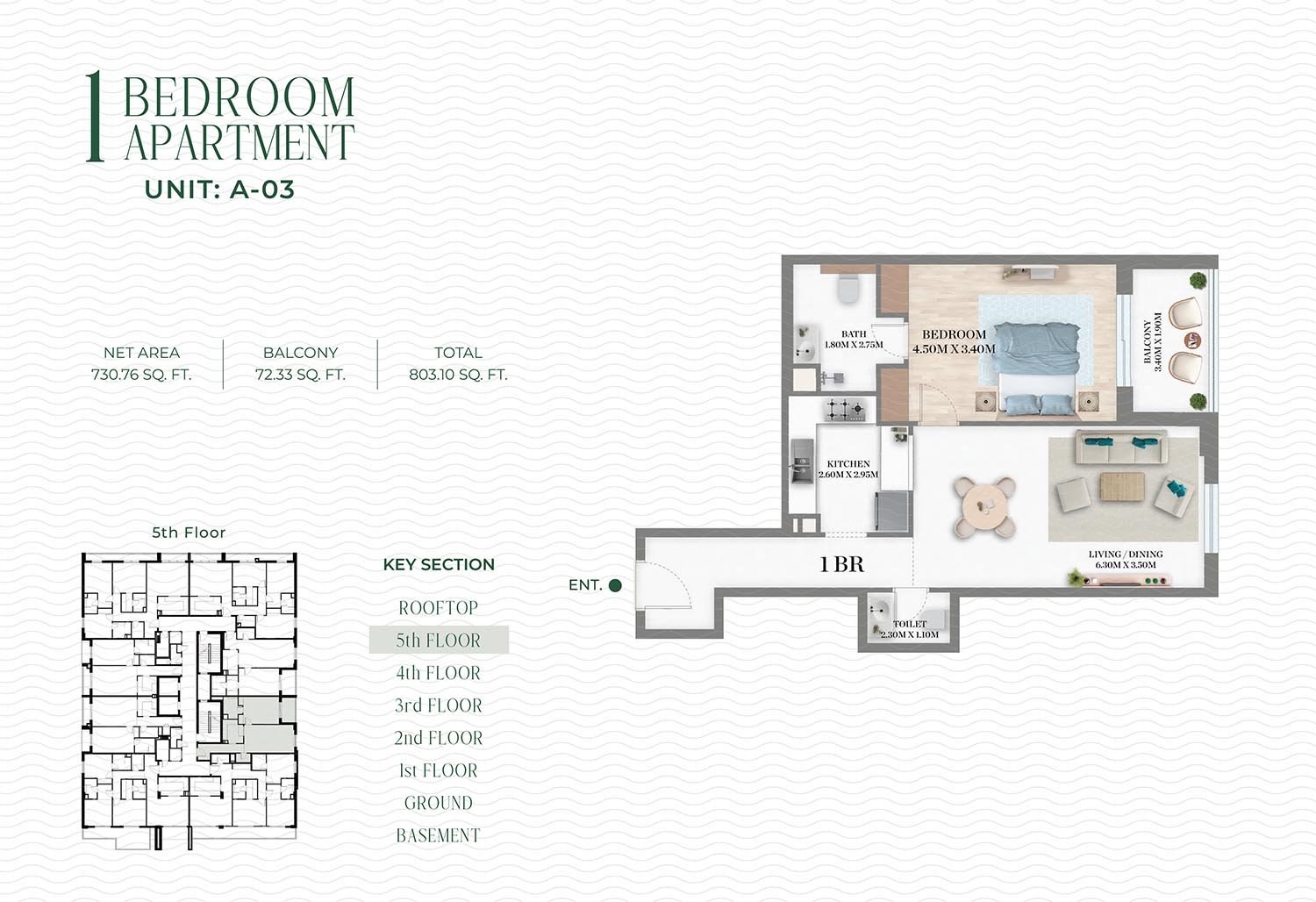1 Bedroom floor plan