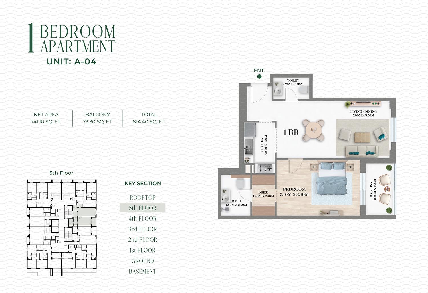 1 Bedroom floor plan
