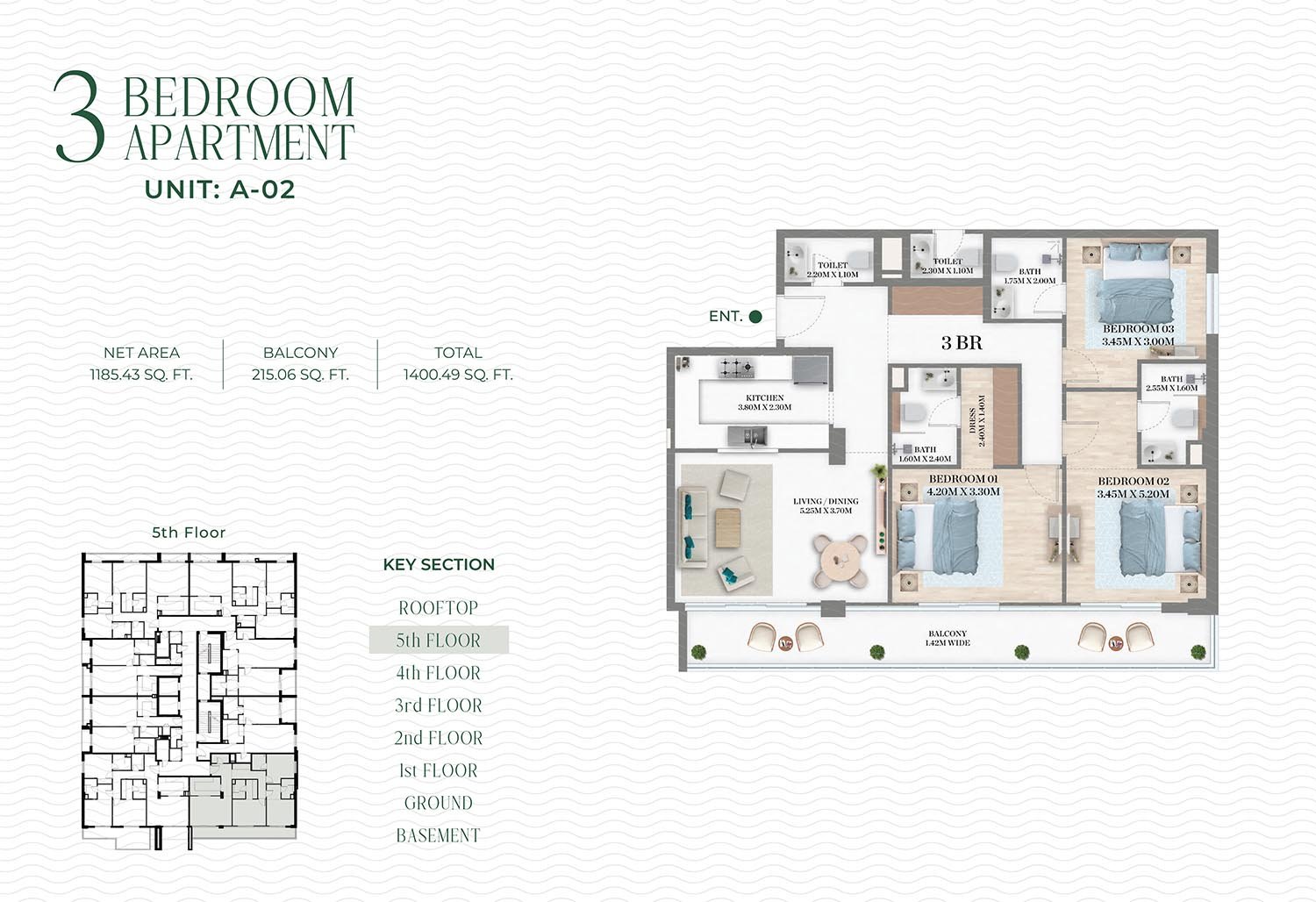 3 Bedrooms floor plan