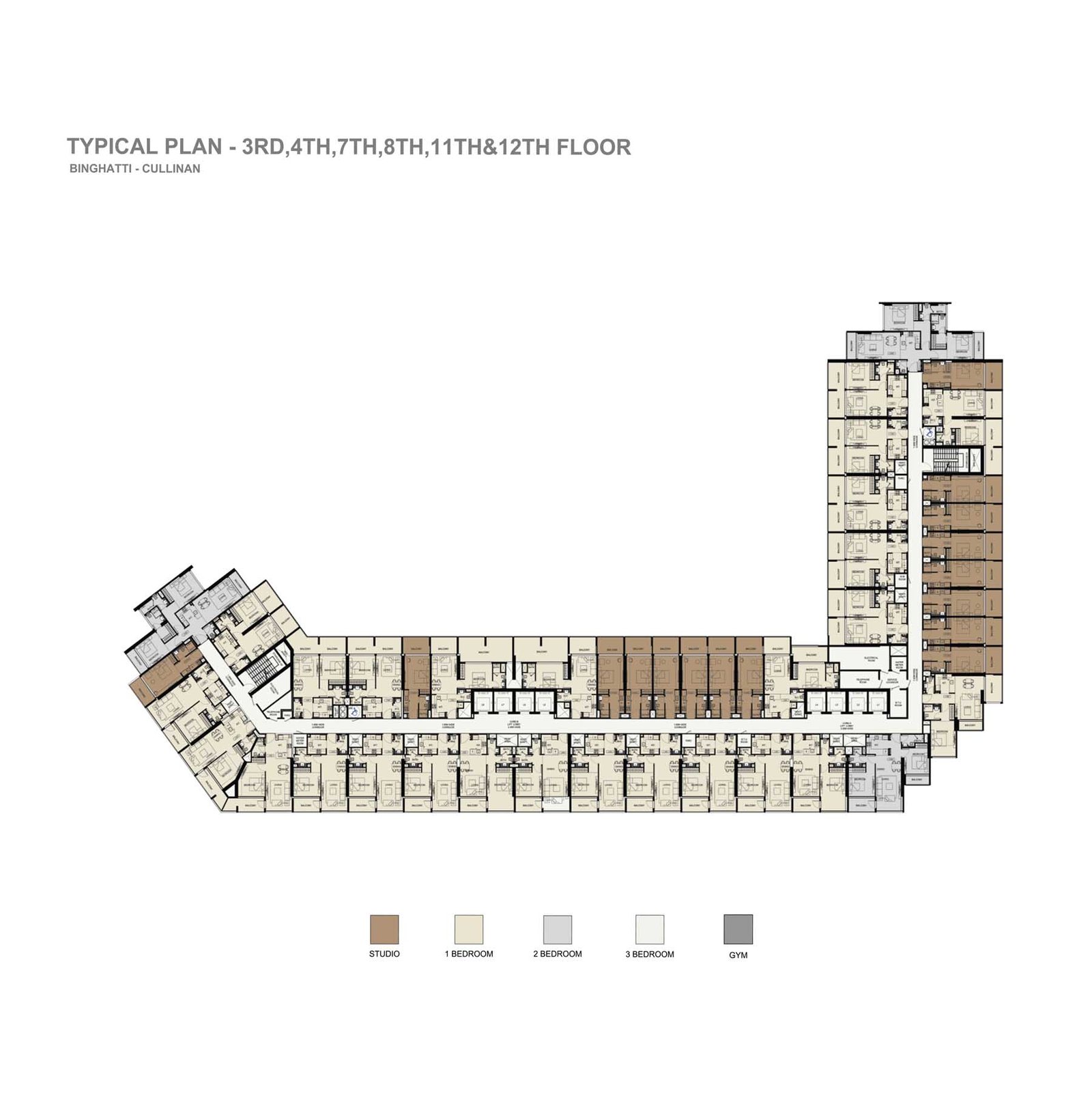 Binghatti Cullinan Layout Plan 3rd-12th Floor floor plan