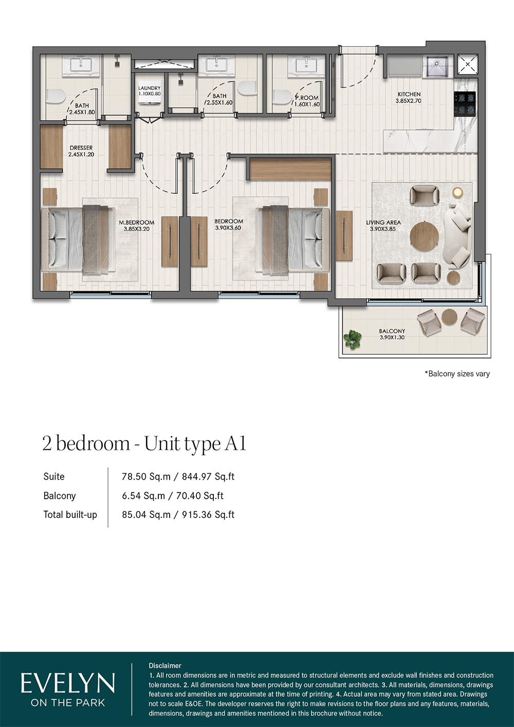 2 Bedrooms floor plan