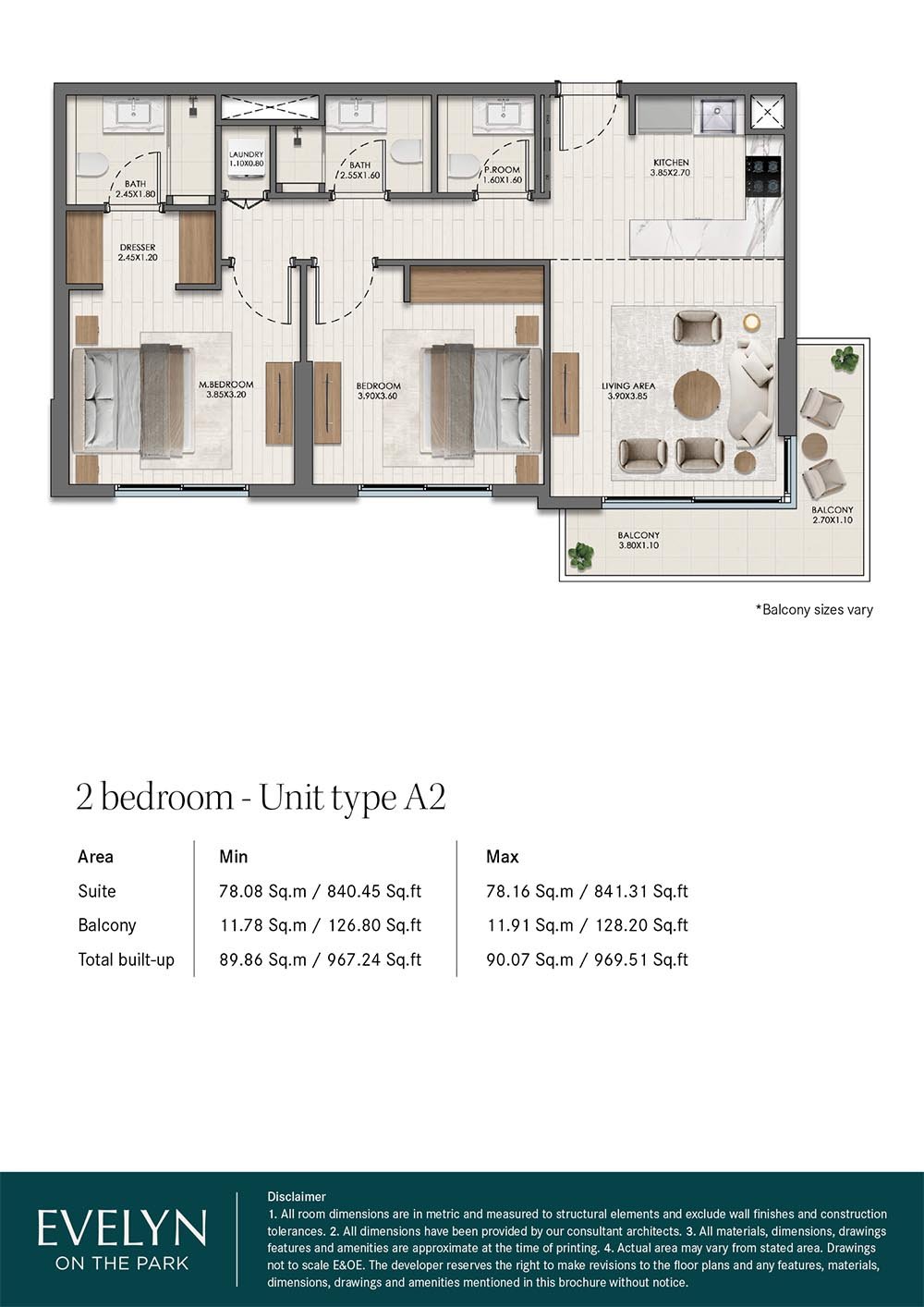 2 Bedrooms floor plan