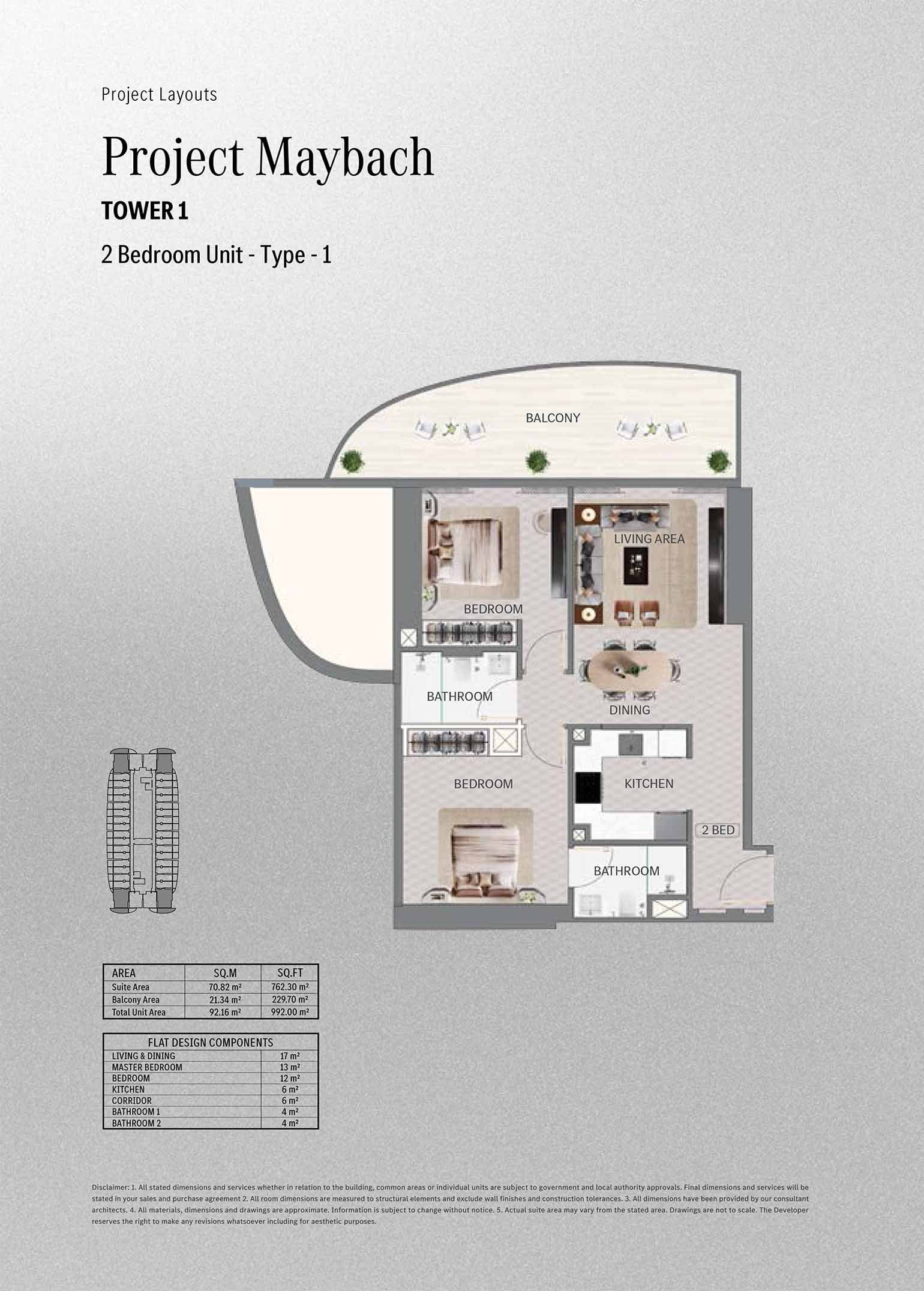 2 Bedrooms floor plan