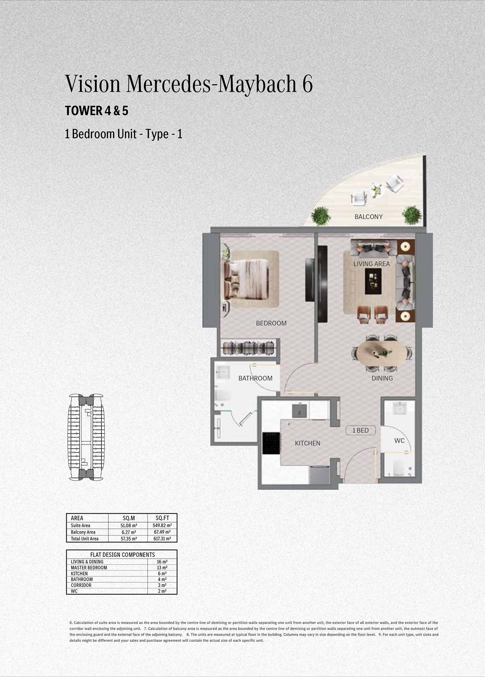 1 Bedroom floor plan