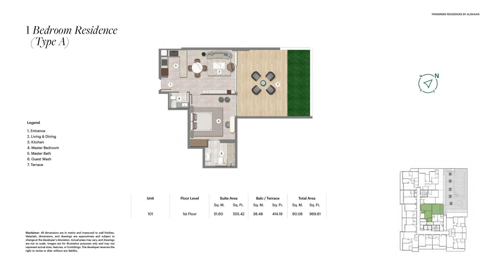 1 Bedroom floor plan