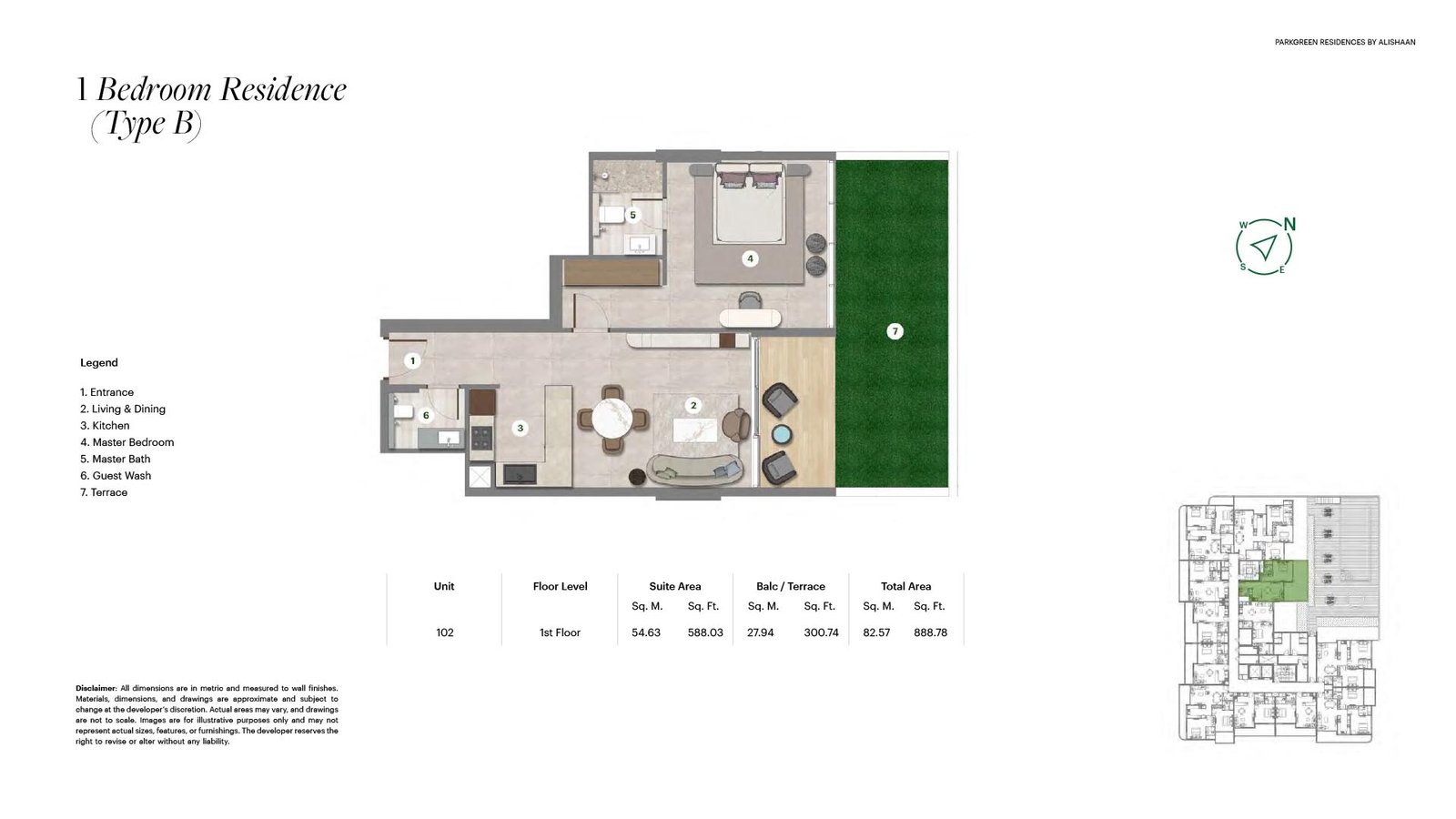 1 Bedroom floor plan