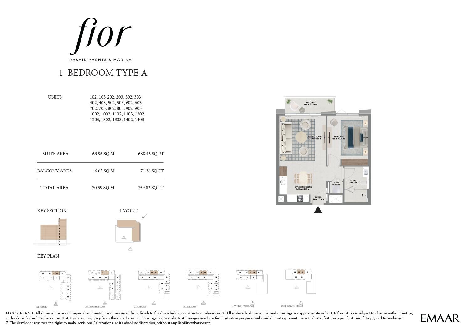 1 Bedroom floor plan