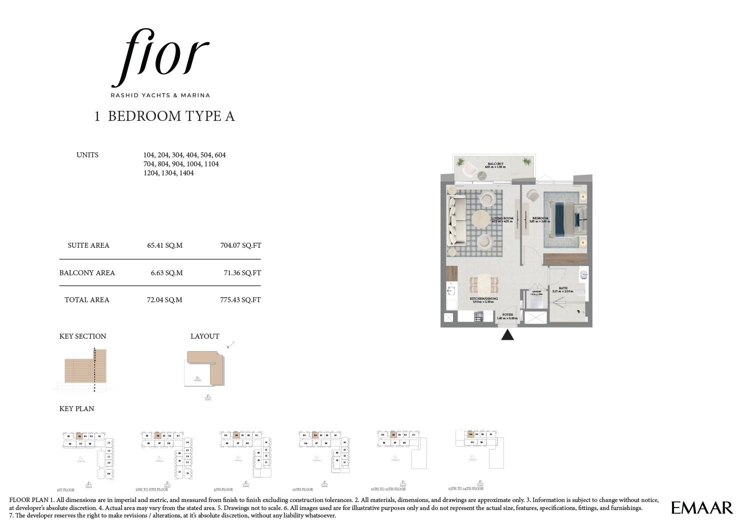 1 Bedroom floor plan