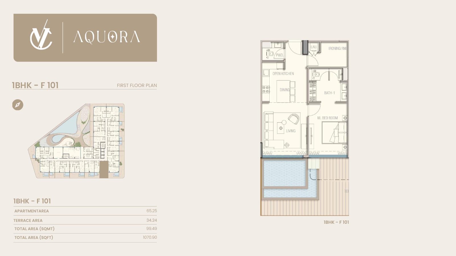 1 Bedroom + Pool floor plan