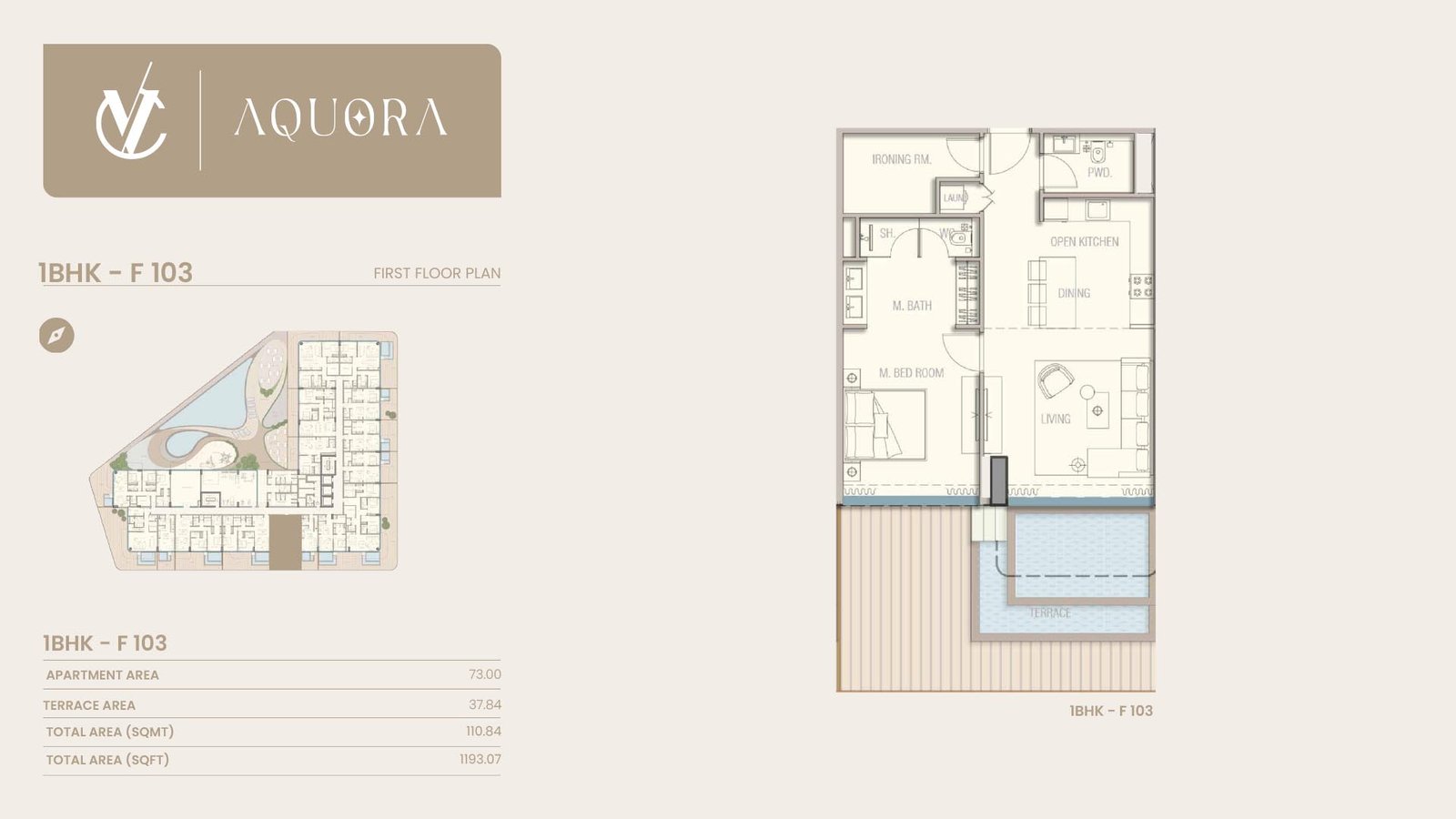 1 Bedroom + Pool floor plan