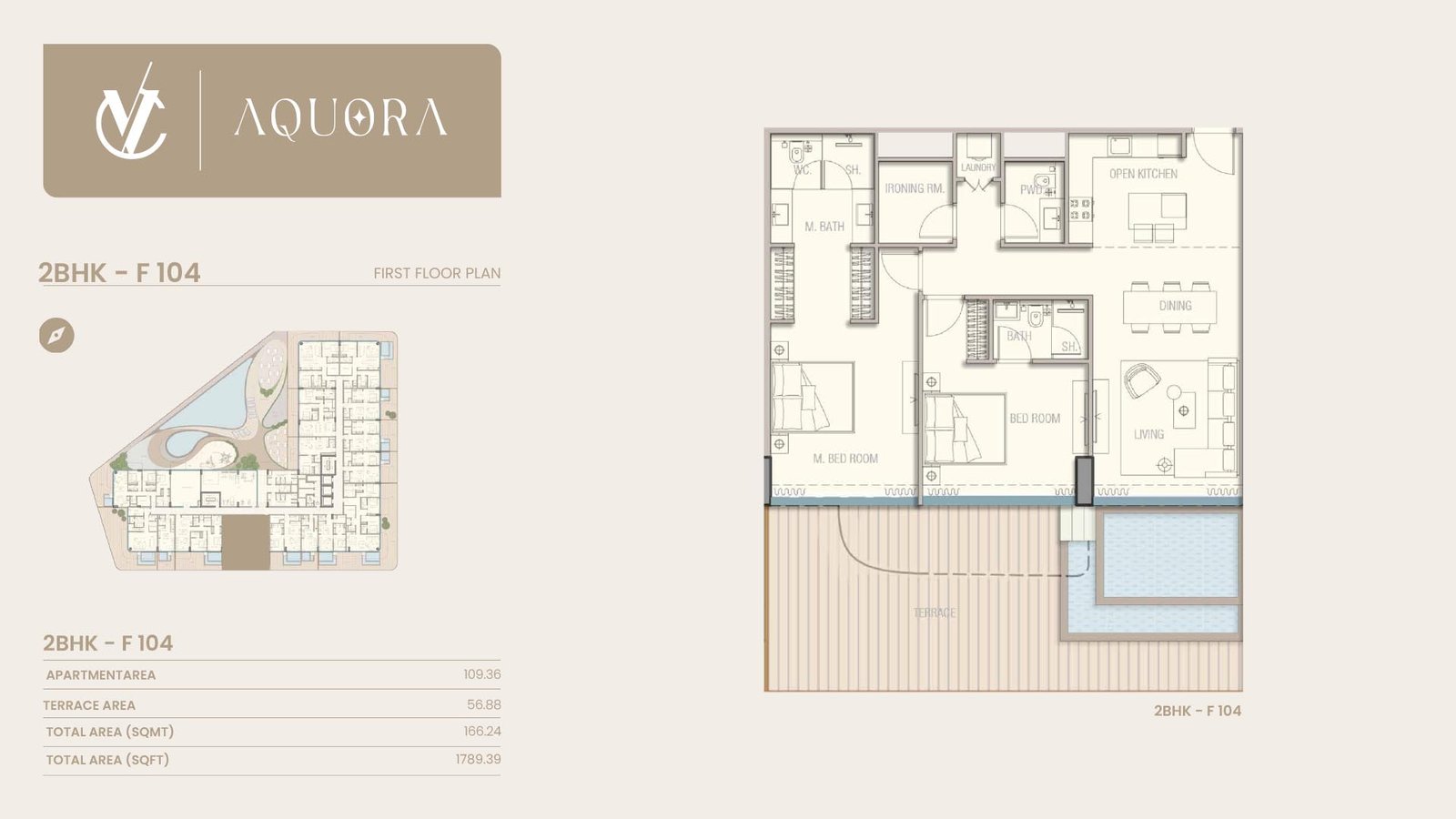 2 Bedroom + Pool floor plan