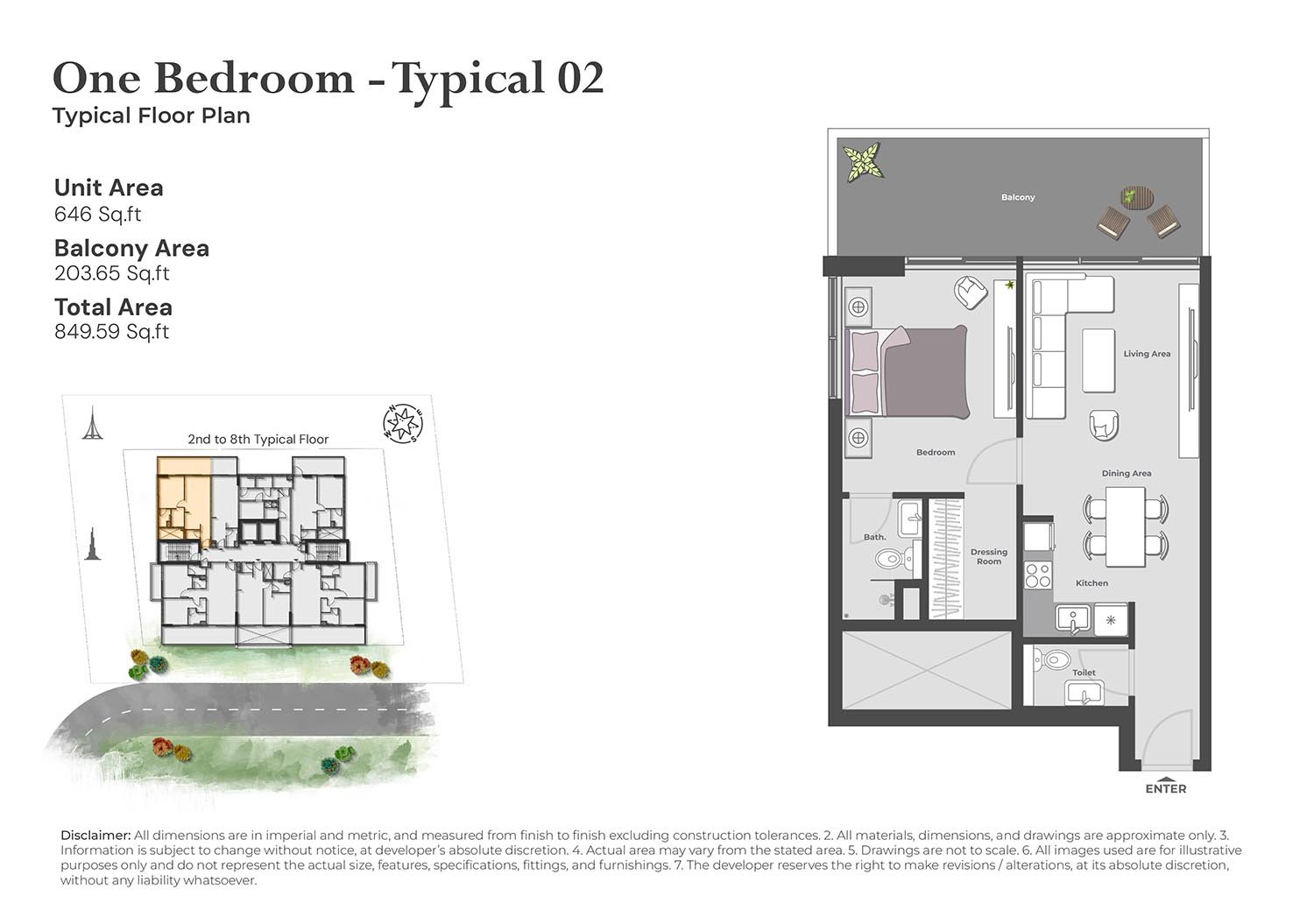 1 Bedroom floor plan