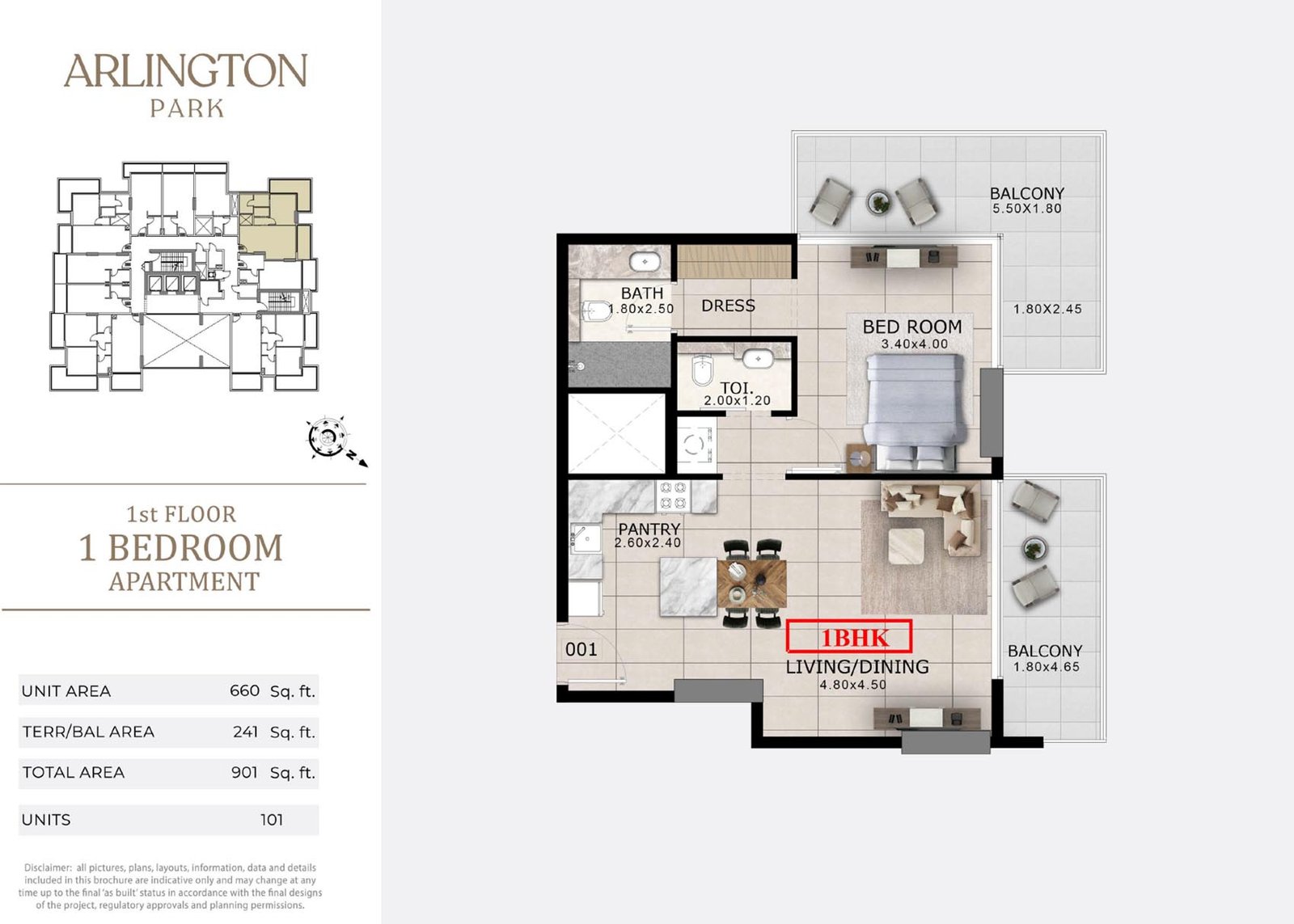 1 Bedroom floor plan