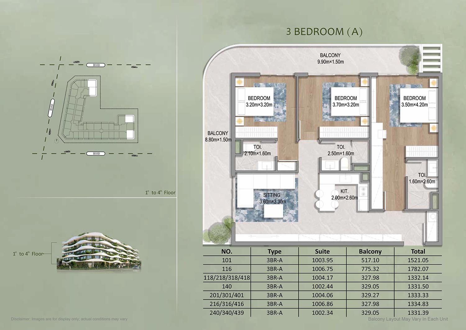3 Bedrooms floor plan