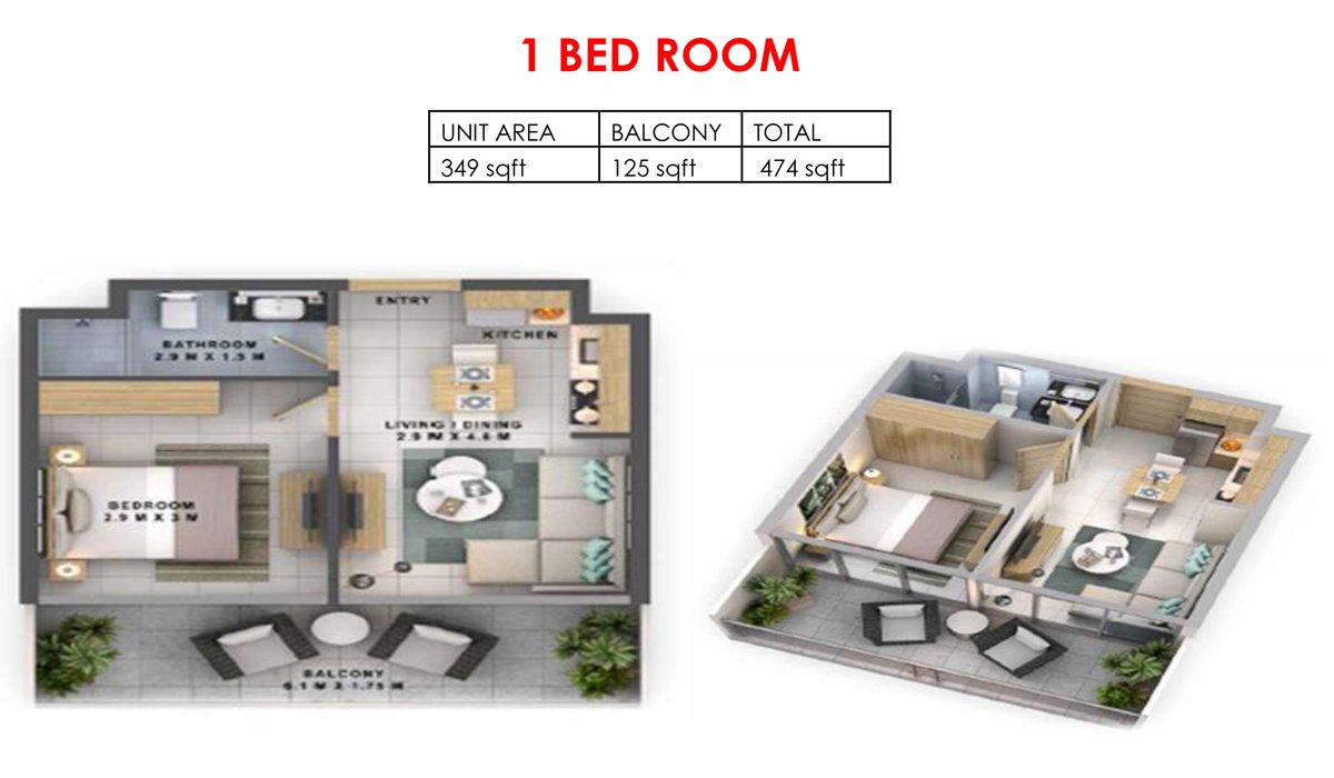 1 Bedroom floor plan
