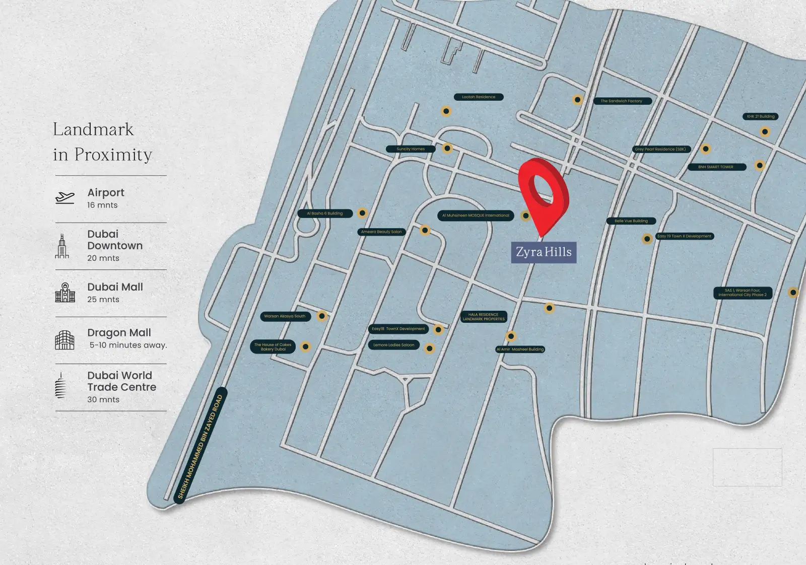 Zyra Hills at Al Warsan location map
