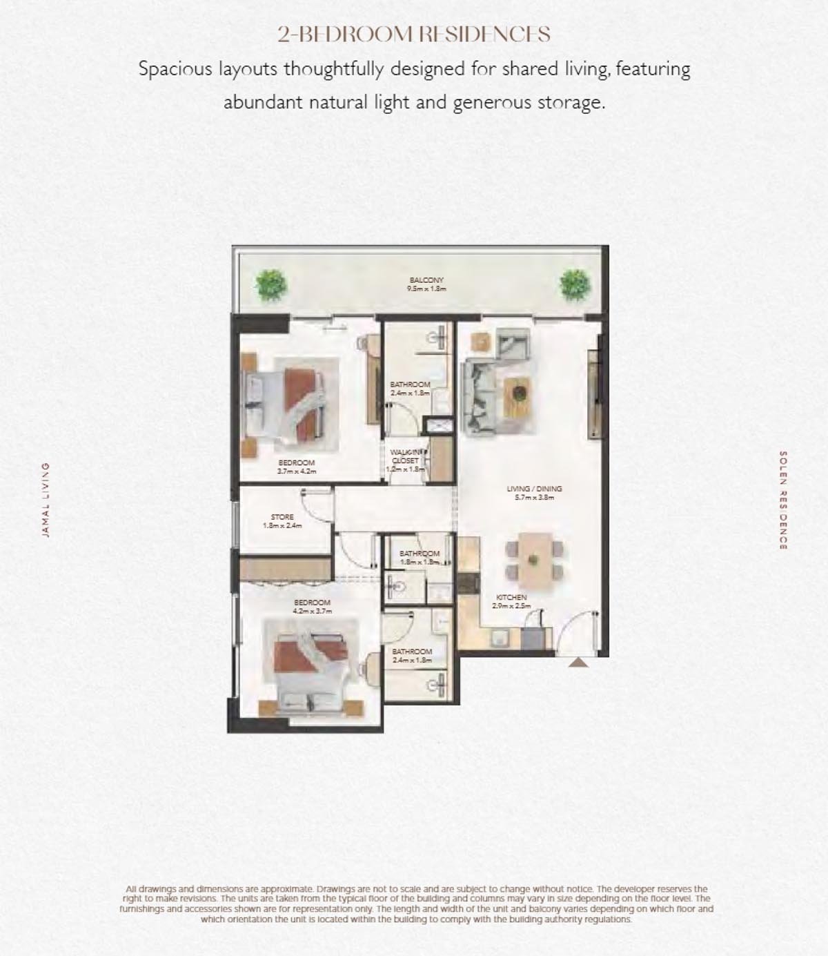 2 Bedrooms floor plan