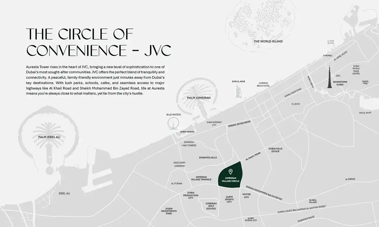 Auresta at JVC location map