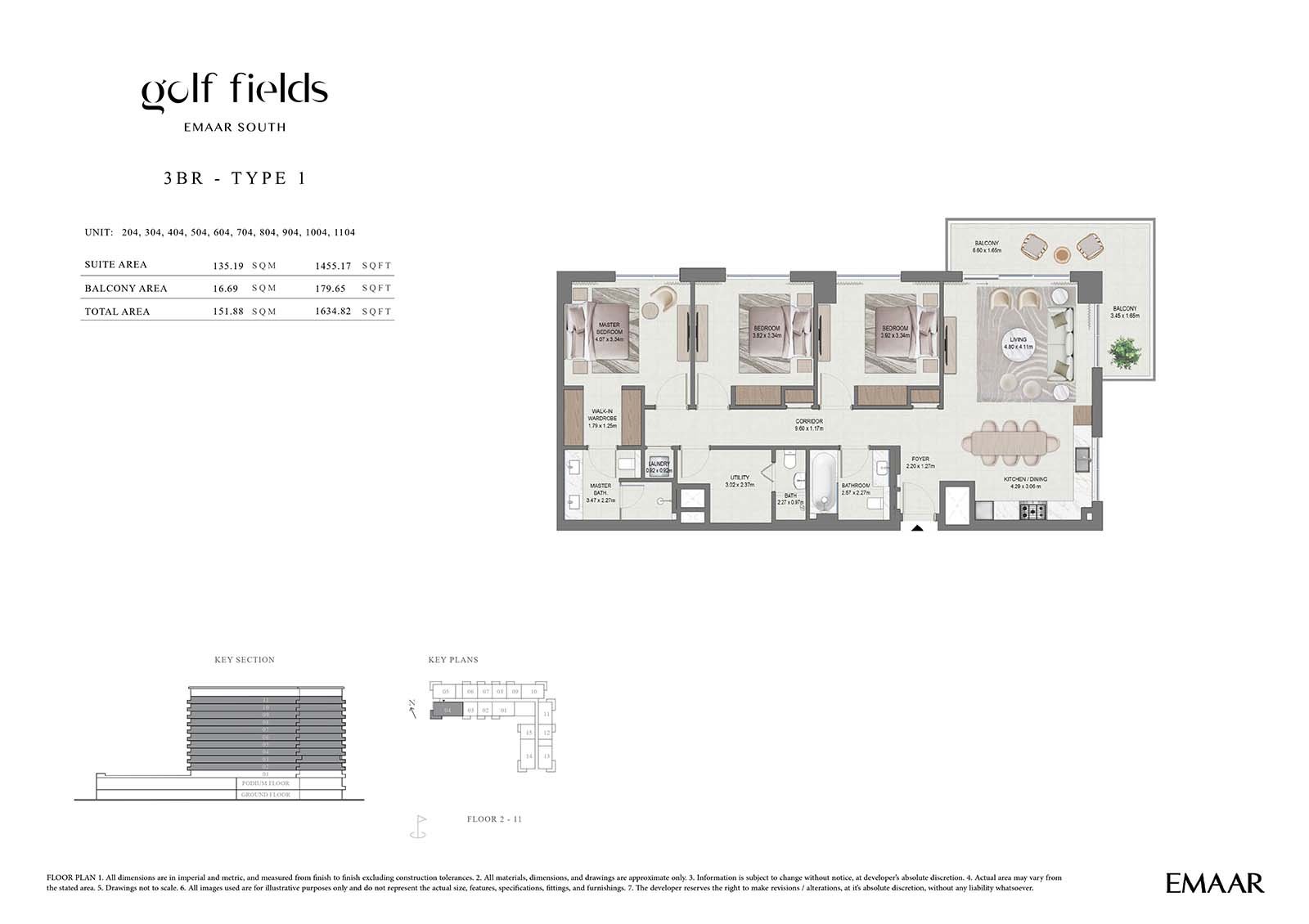 3 Bedrooms floor plan
