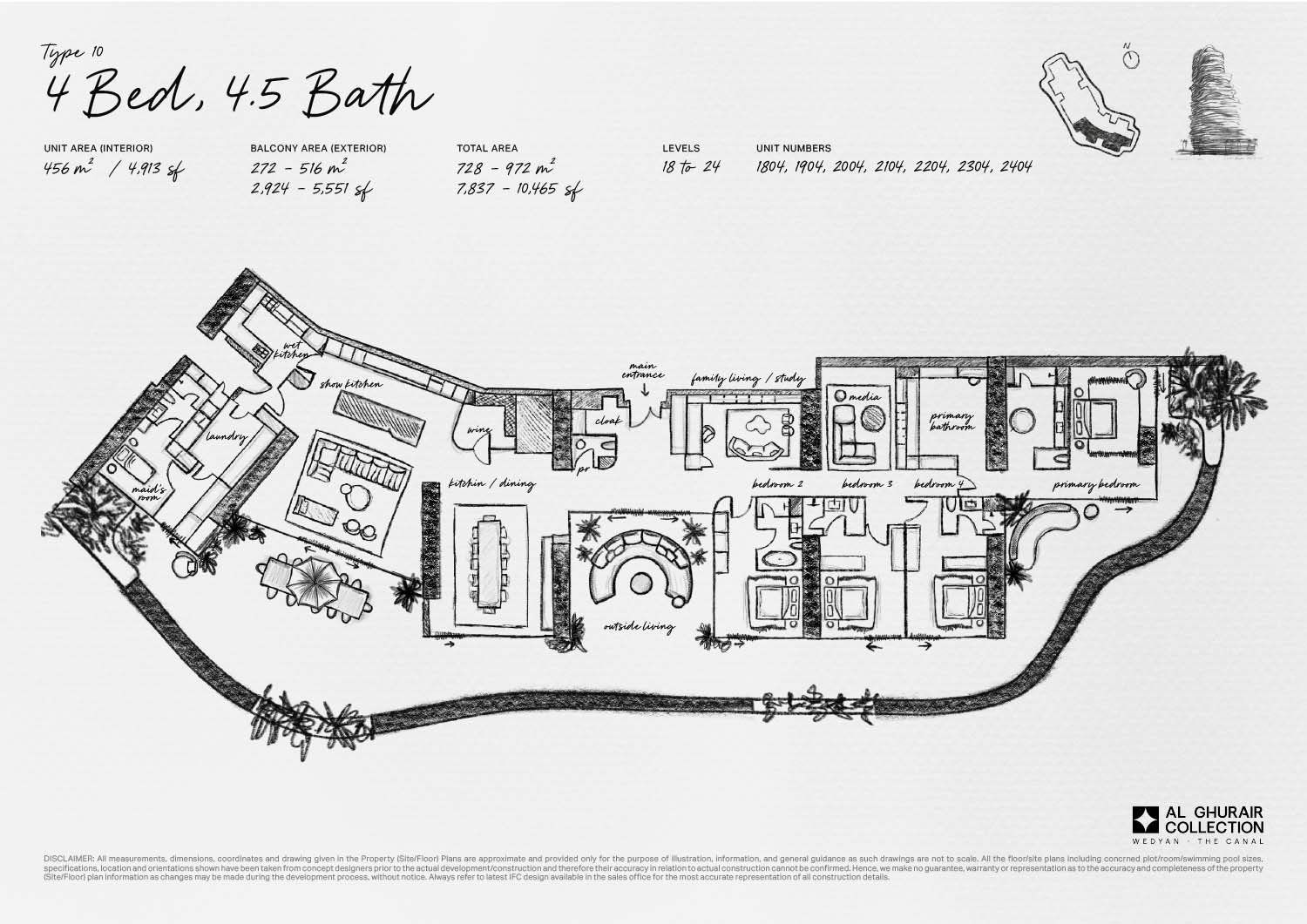 4 Bedrooms + Maid floor plan