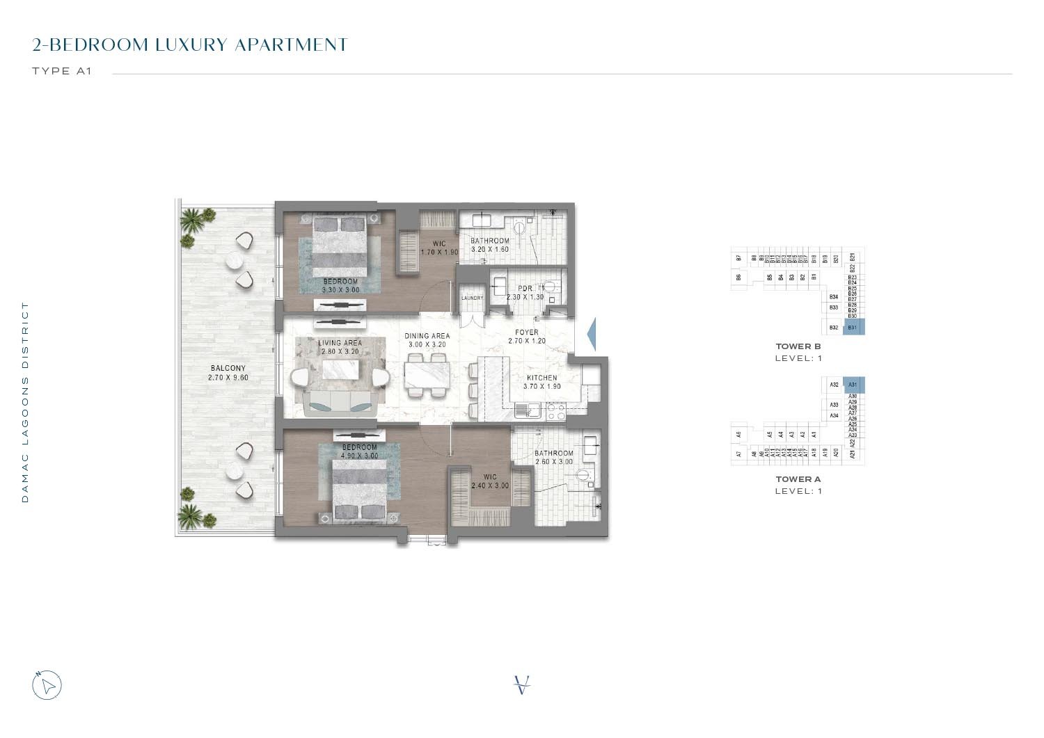 2 Bedrooms floor plan
