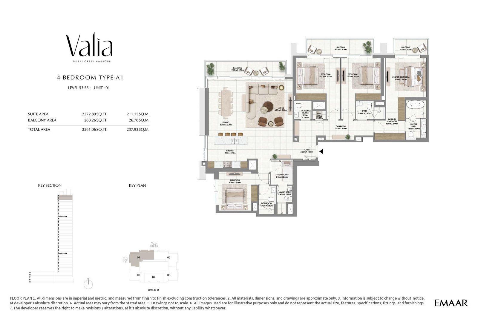 4 Bedrooms + Maid floor plan
