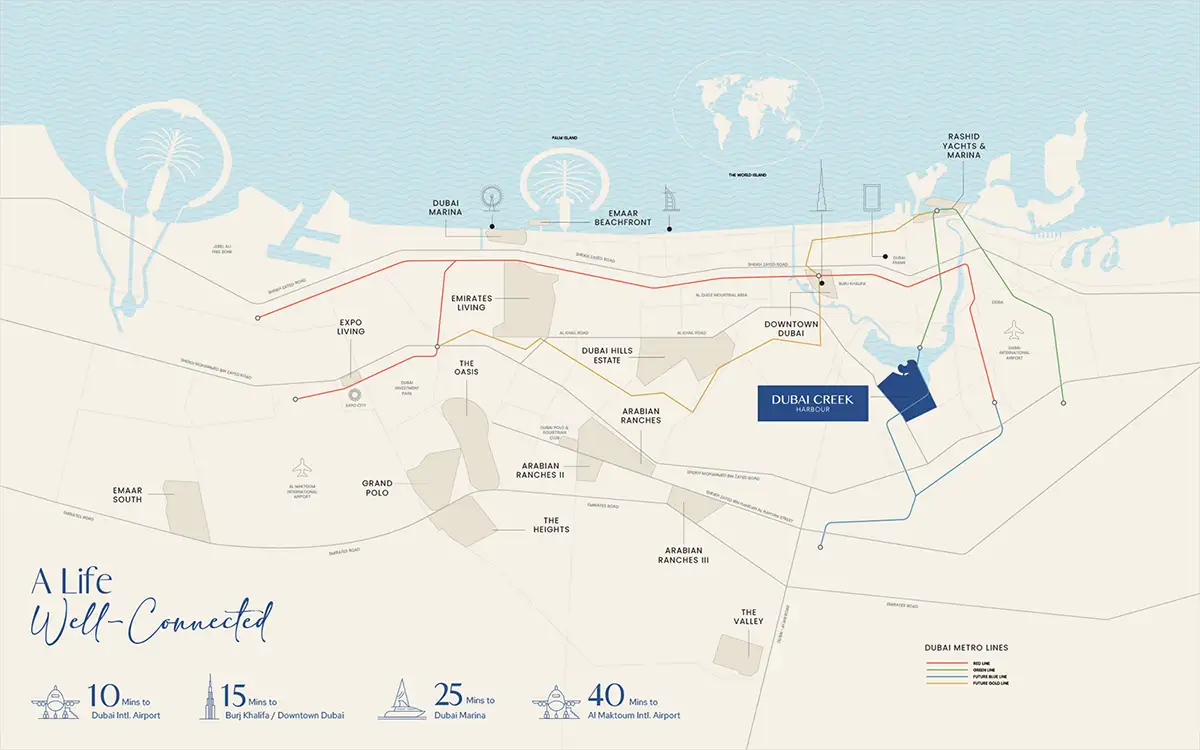 Valia Tower at Dubai Creek Harbour location map