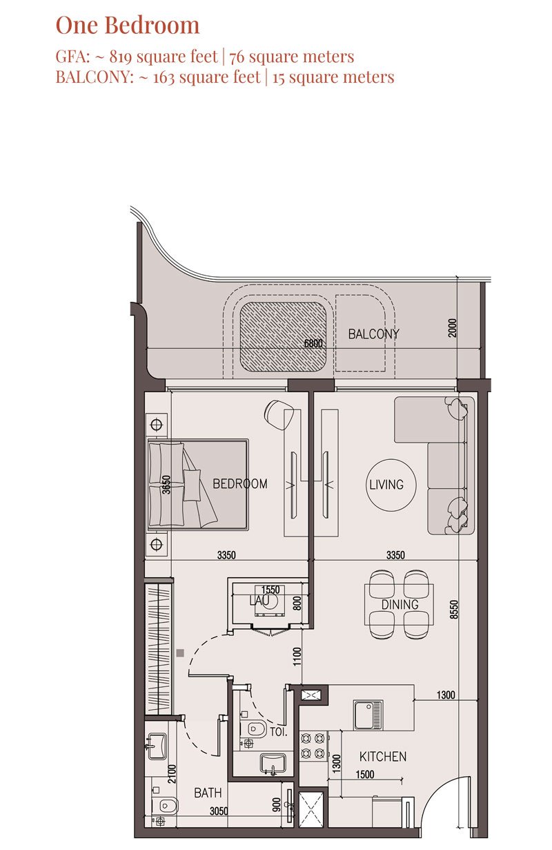 1 Bedroom floor plan