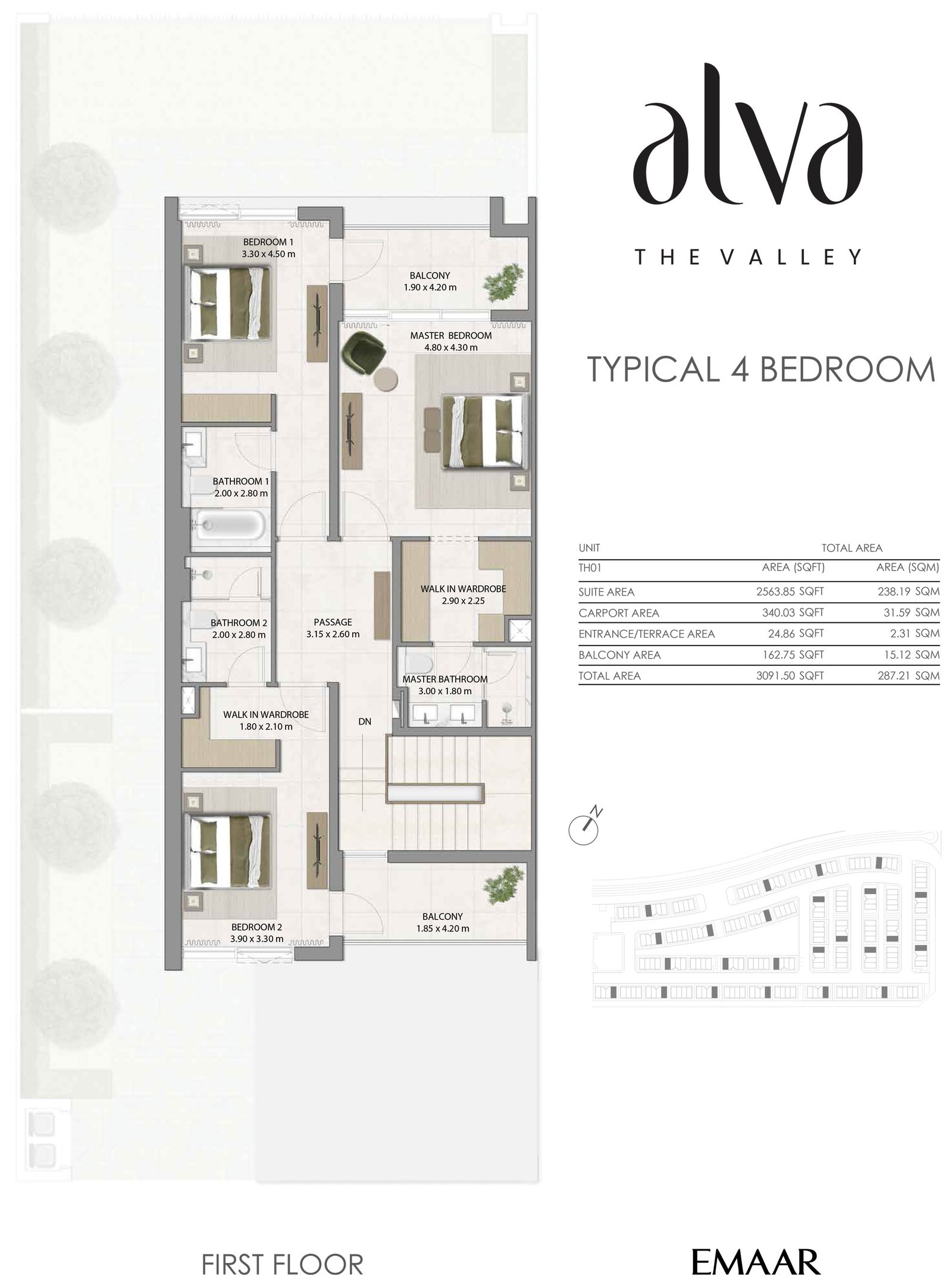4 Bedrooms + Maid floor plan