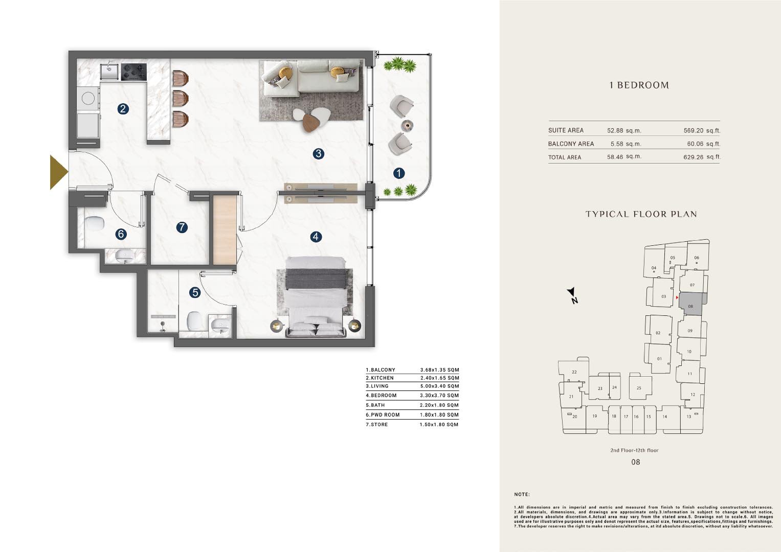 1 Bedroom floor plan
