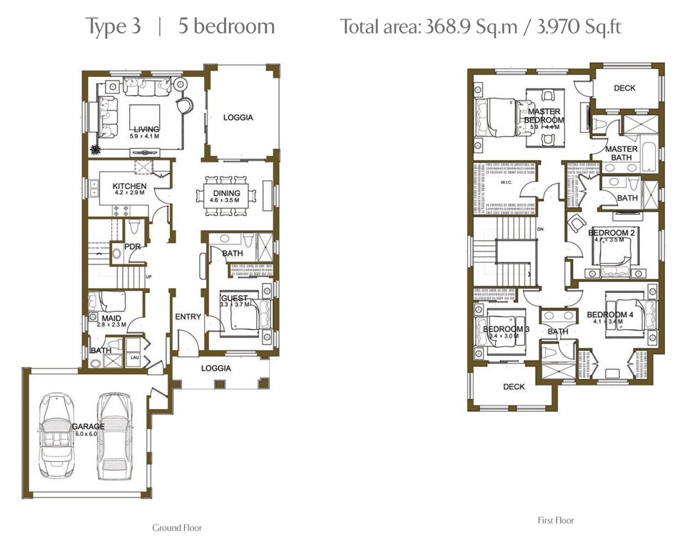 5 bedrooms floor plan
