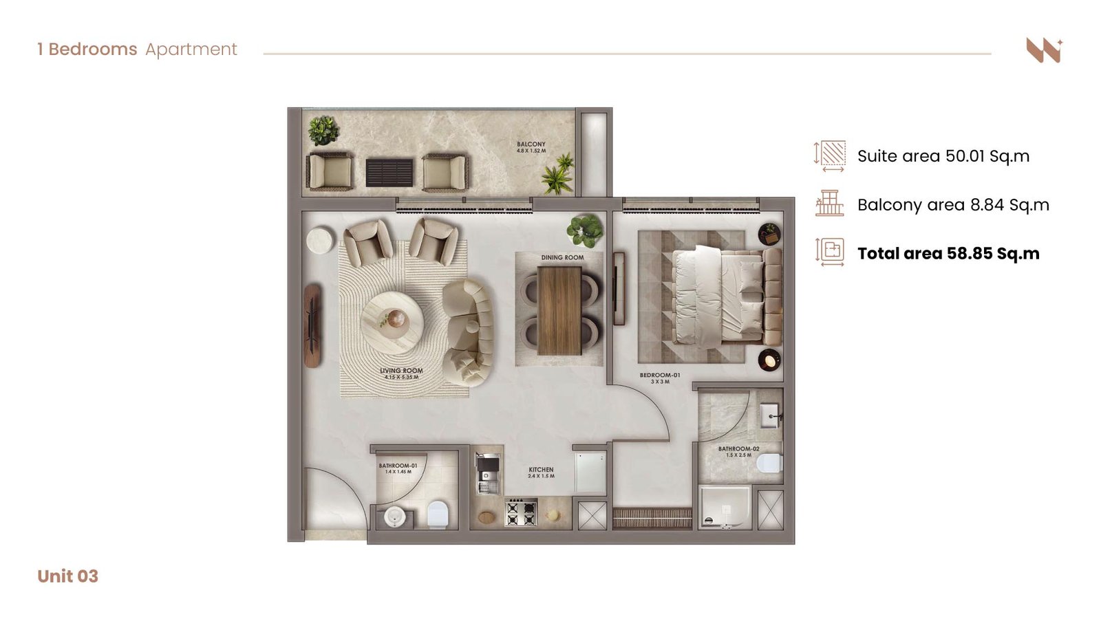 1 Bedroom floor plan