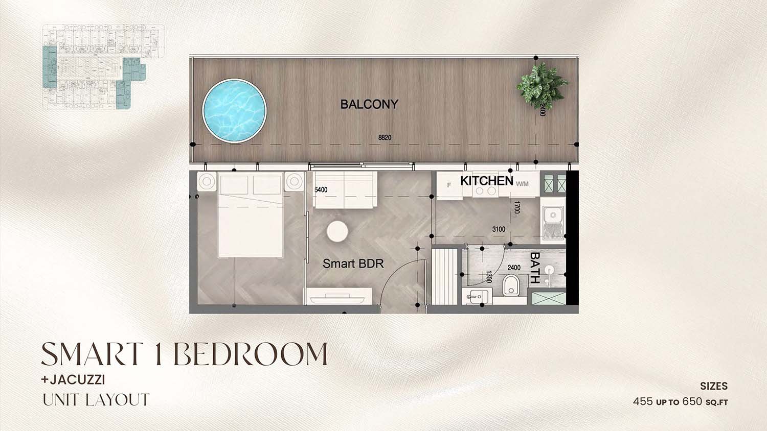 1 Bedroom floor plan