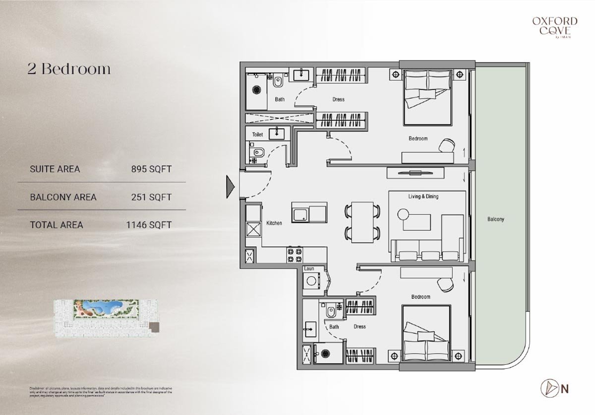 2 Bedrooms floor plan
