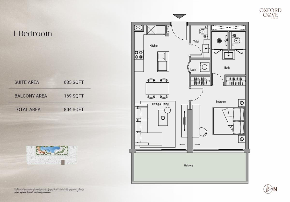 1 Bedroom floor plan