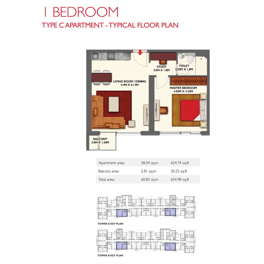 1 Bedroom floor plan