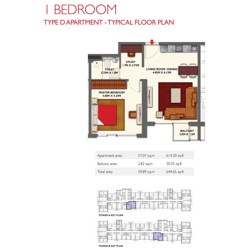 1 Bedroom floor plan