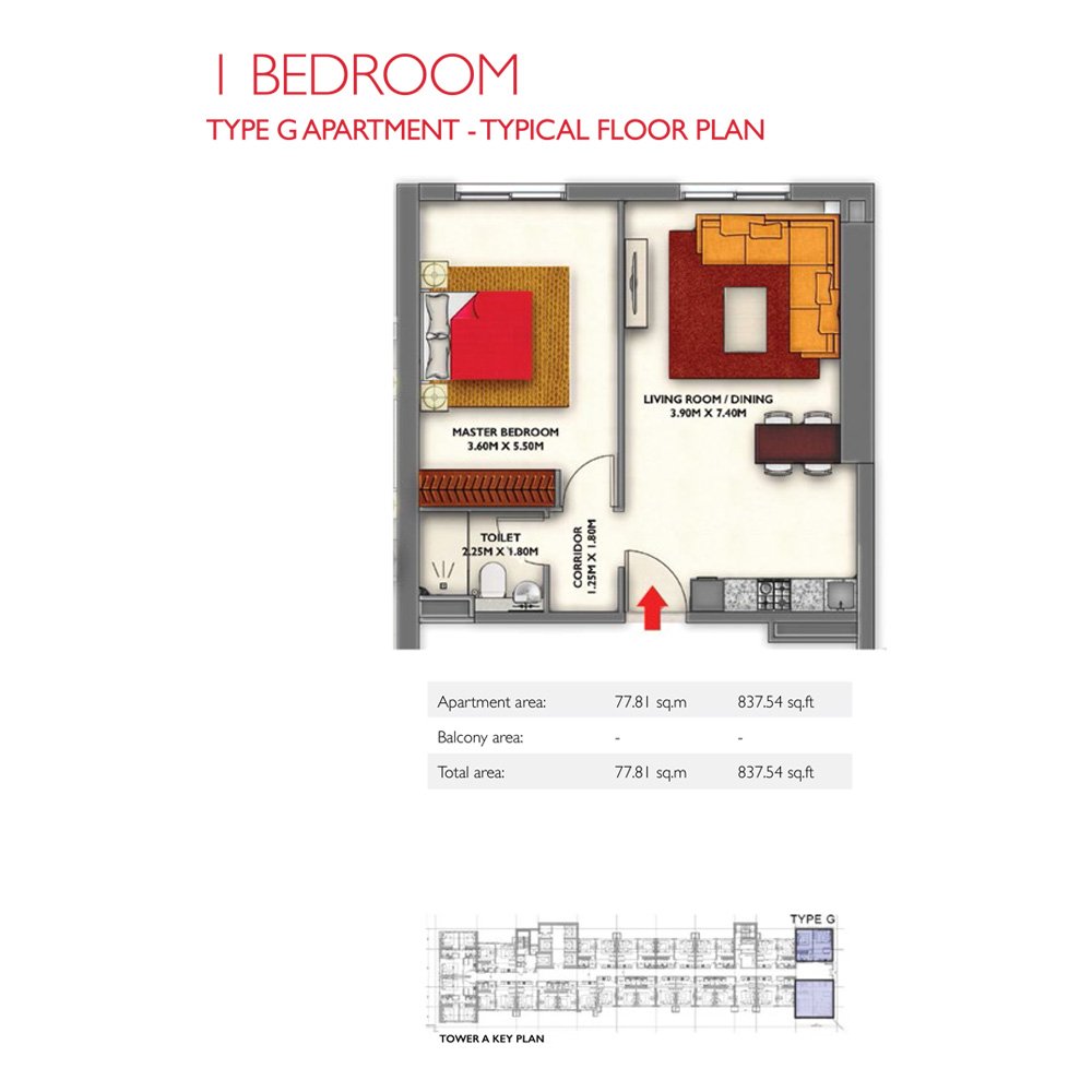 1 Bedroom floor plan