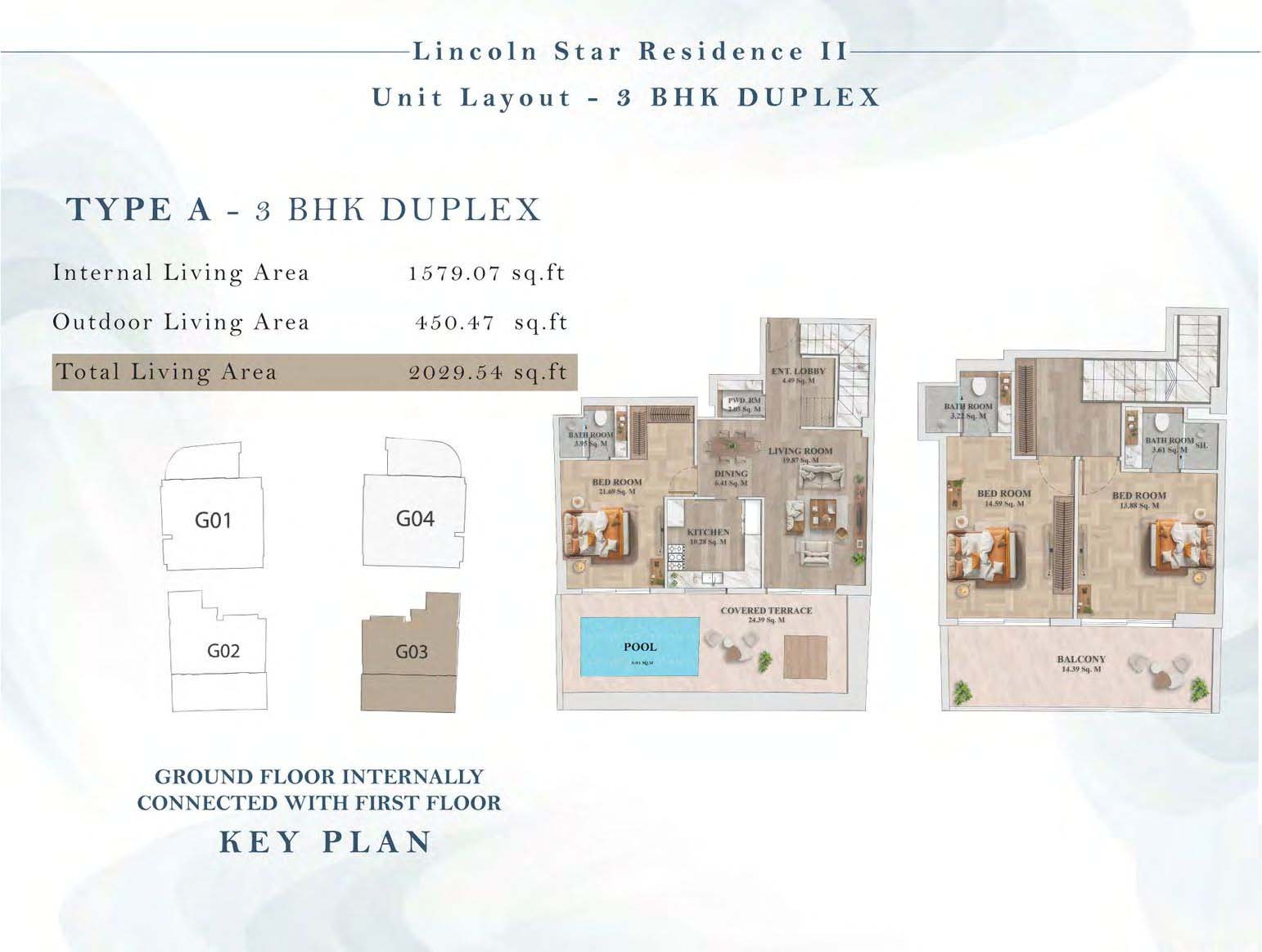 3 Bedroom + Pool floor plan