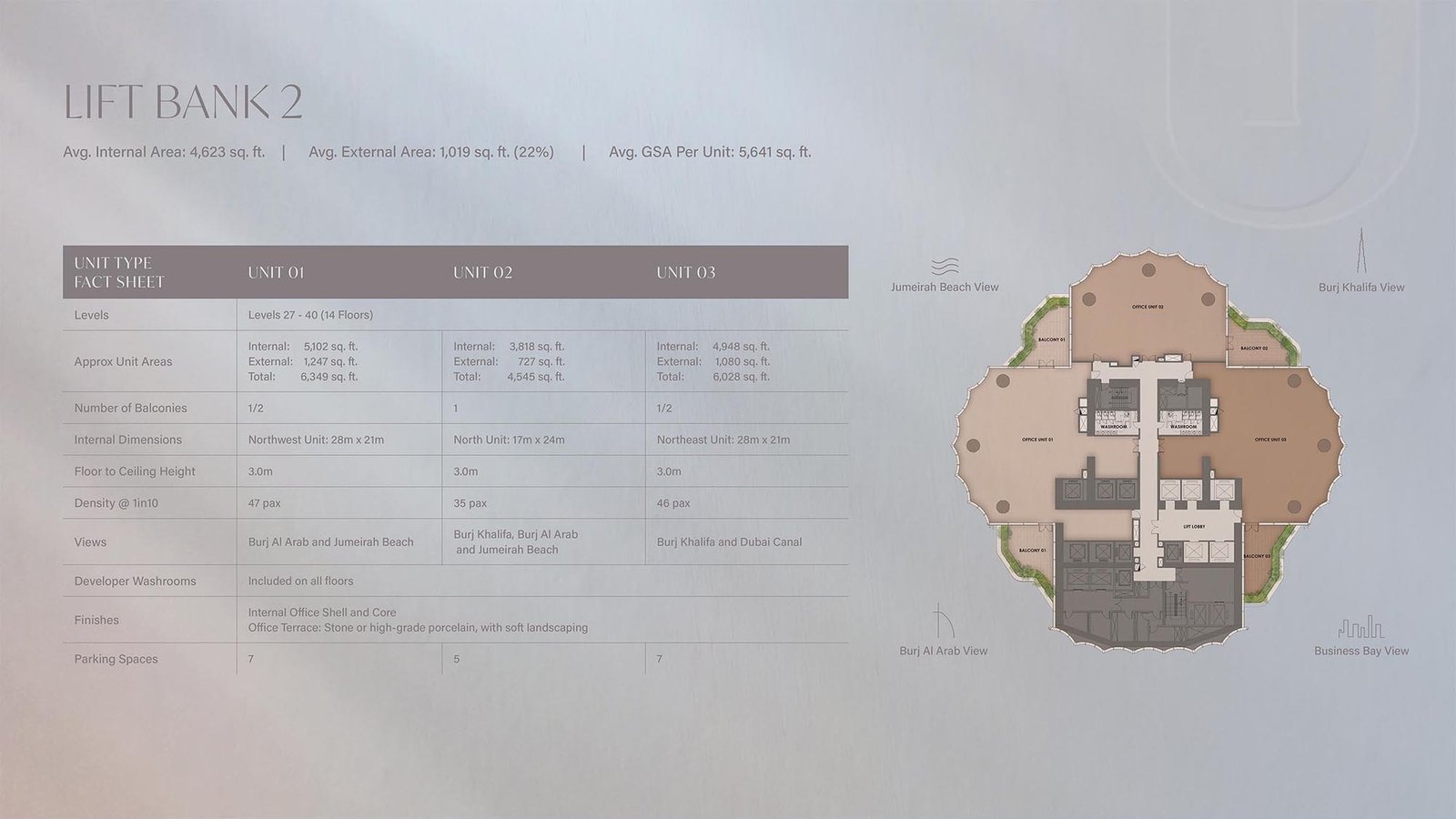 Lumena Alta by Omniyat Office Space Level 27-40 (Unit 01 To 03) floor plan