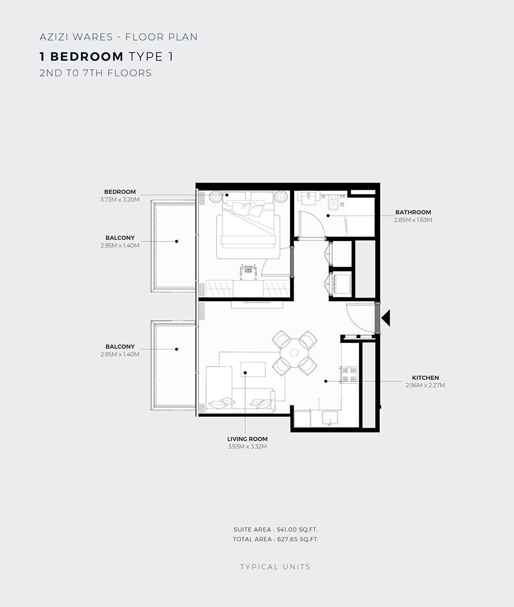 1 Bedroom floor plan
