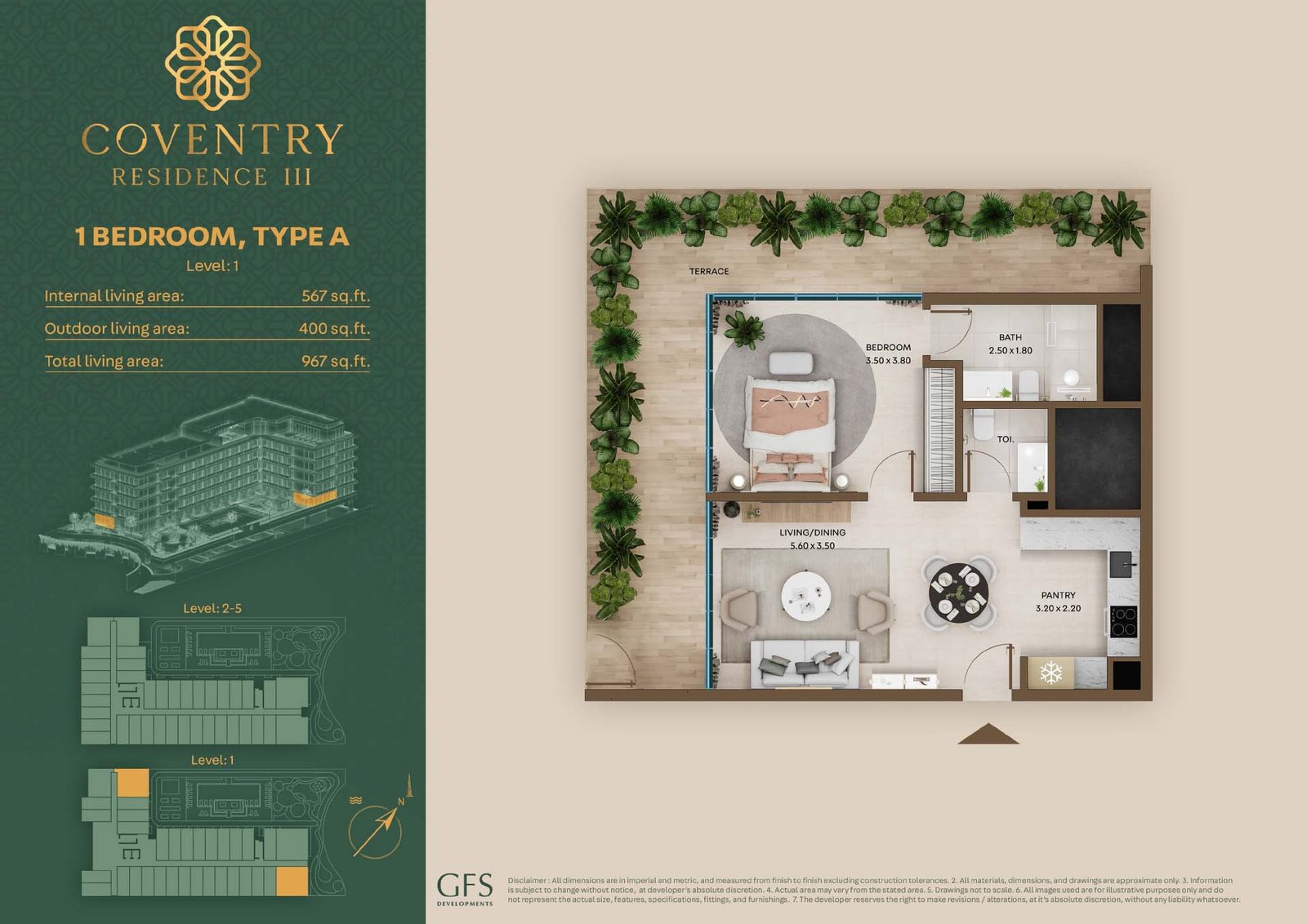 1 Bedroom floor plan