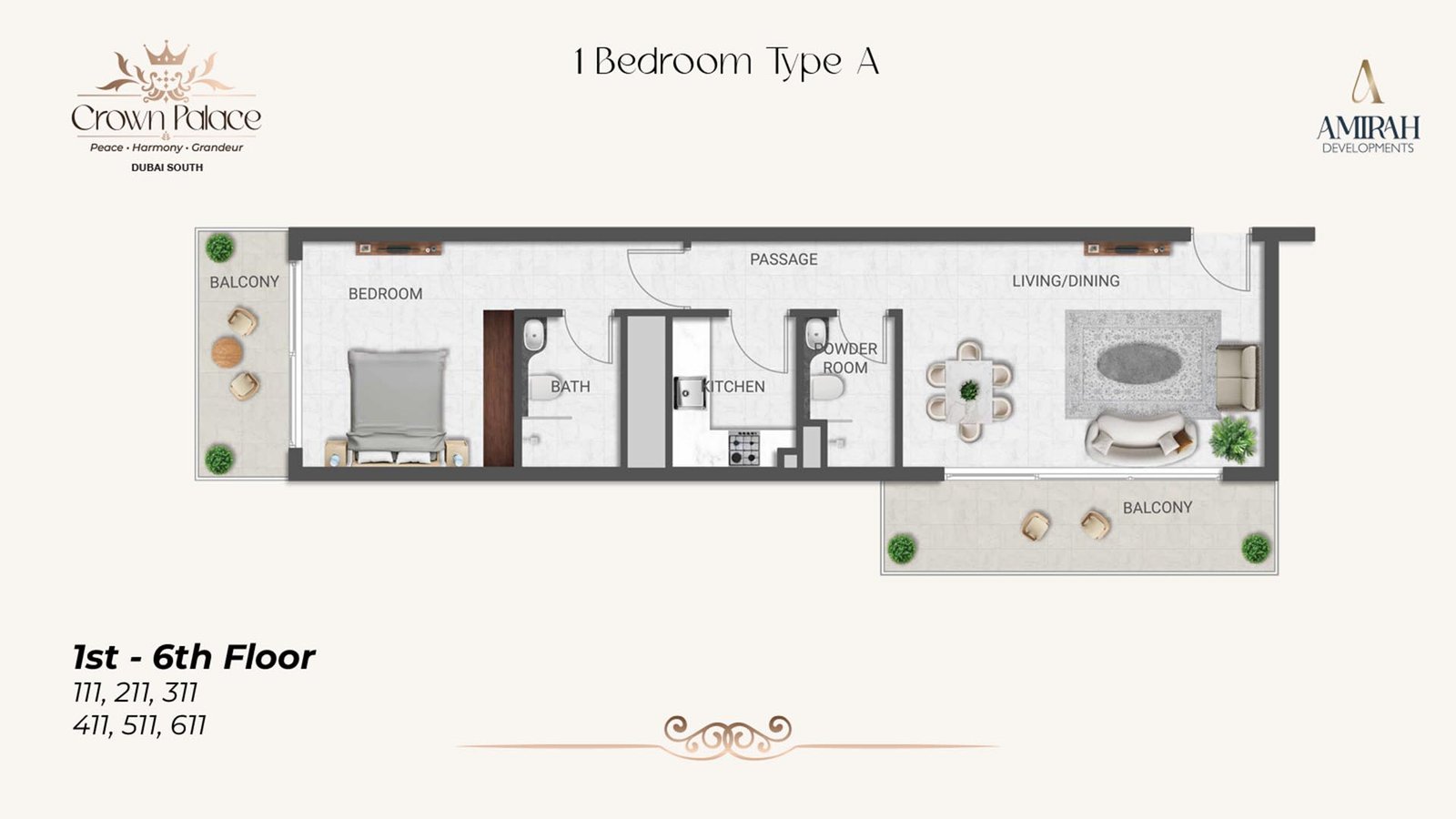 1 Bedroom floor plan