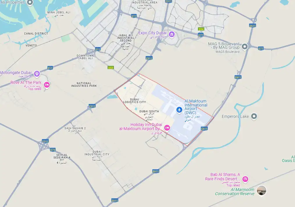Crown Palace at Dubai South location map