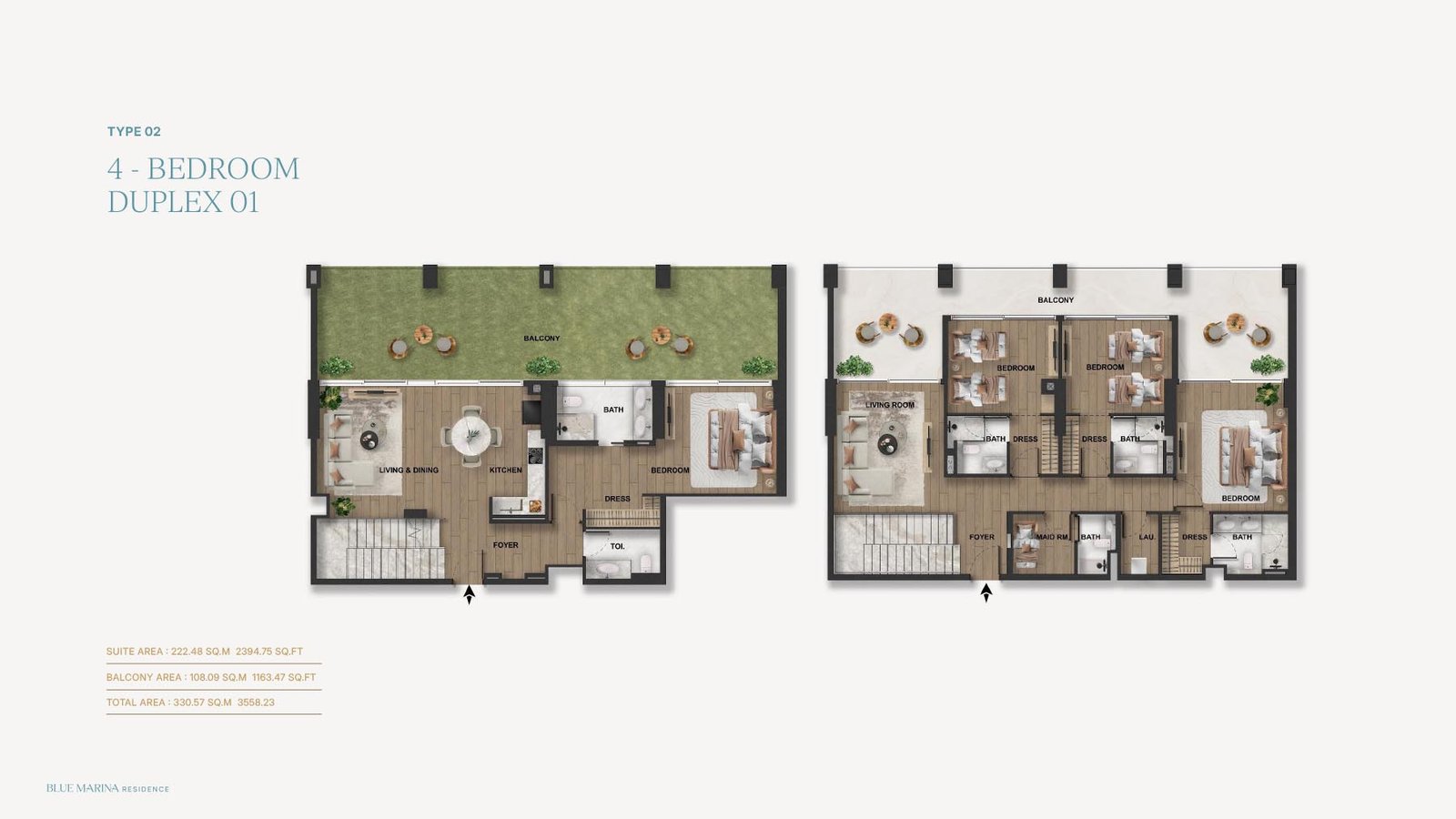4 Bedrooms + Maid floor plan