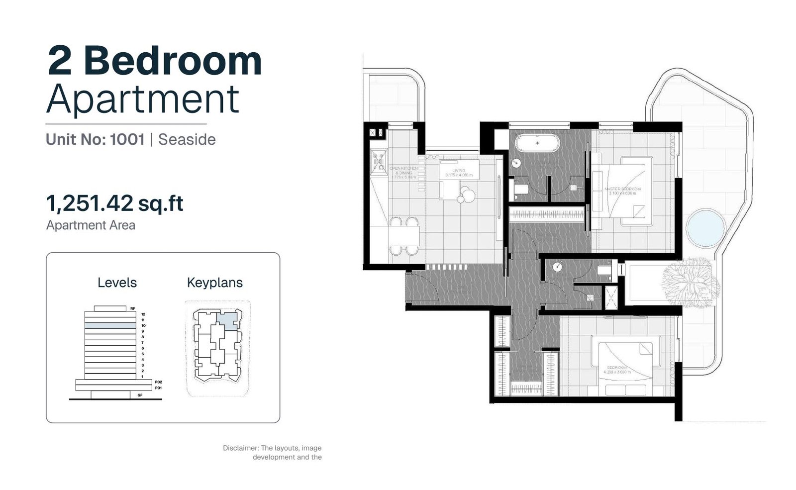 2 Bedroom + Pool floor plan