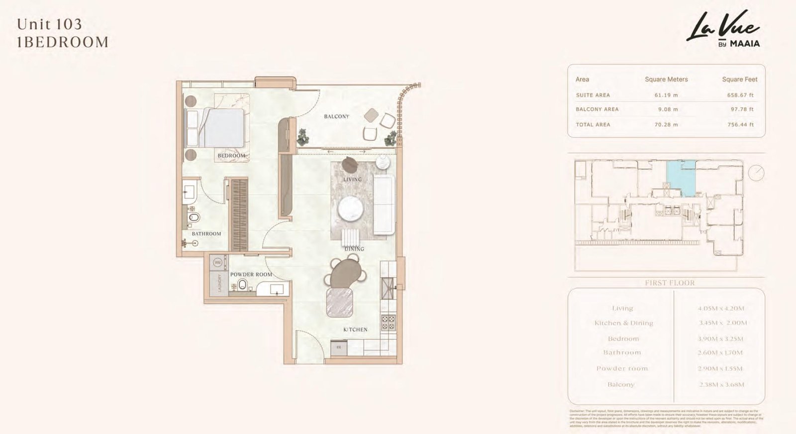 1 Bedroom floor plan
