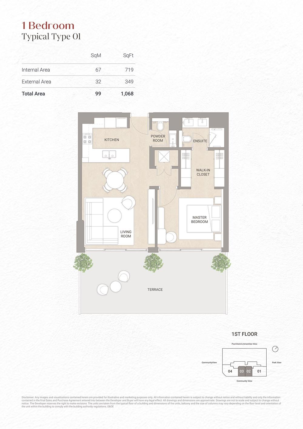 1 Bedroom floor plan